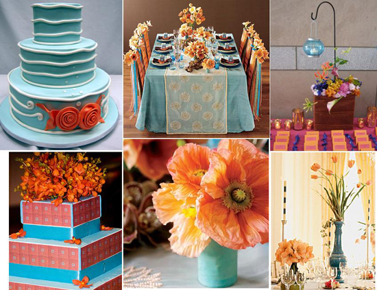 The hottest colors for weddings in 2010 Mango and Turquoise