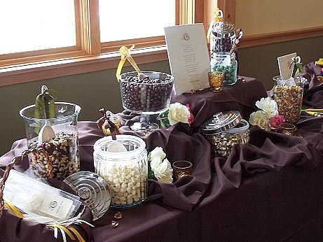 Often times brides would accessorize the candy buffet with a separate 