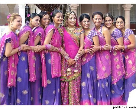 Lavendar and pink bridesmaid saris